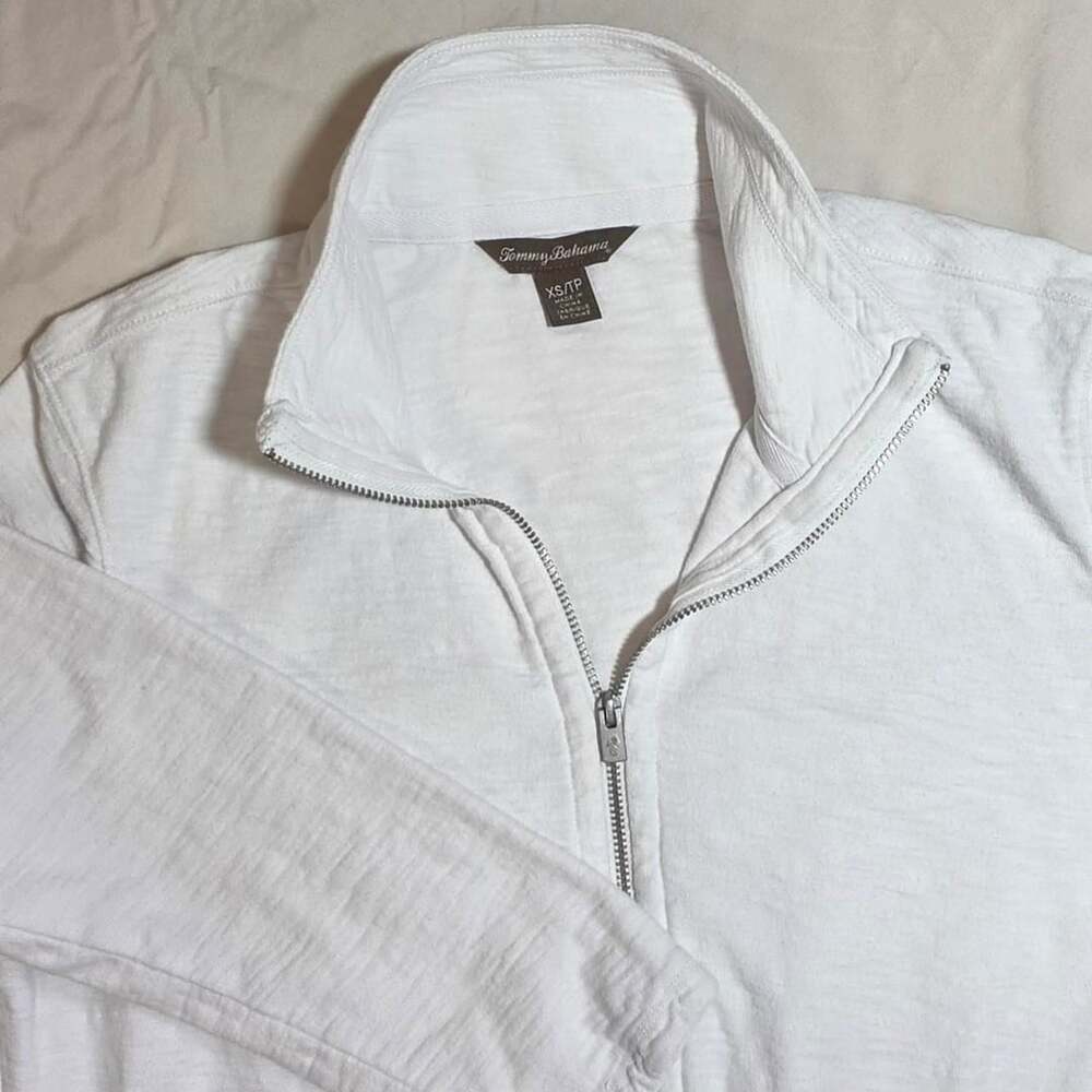 Tommy Bahama White Cotton Cinch Waist Anorak Zip Up Jacket